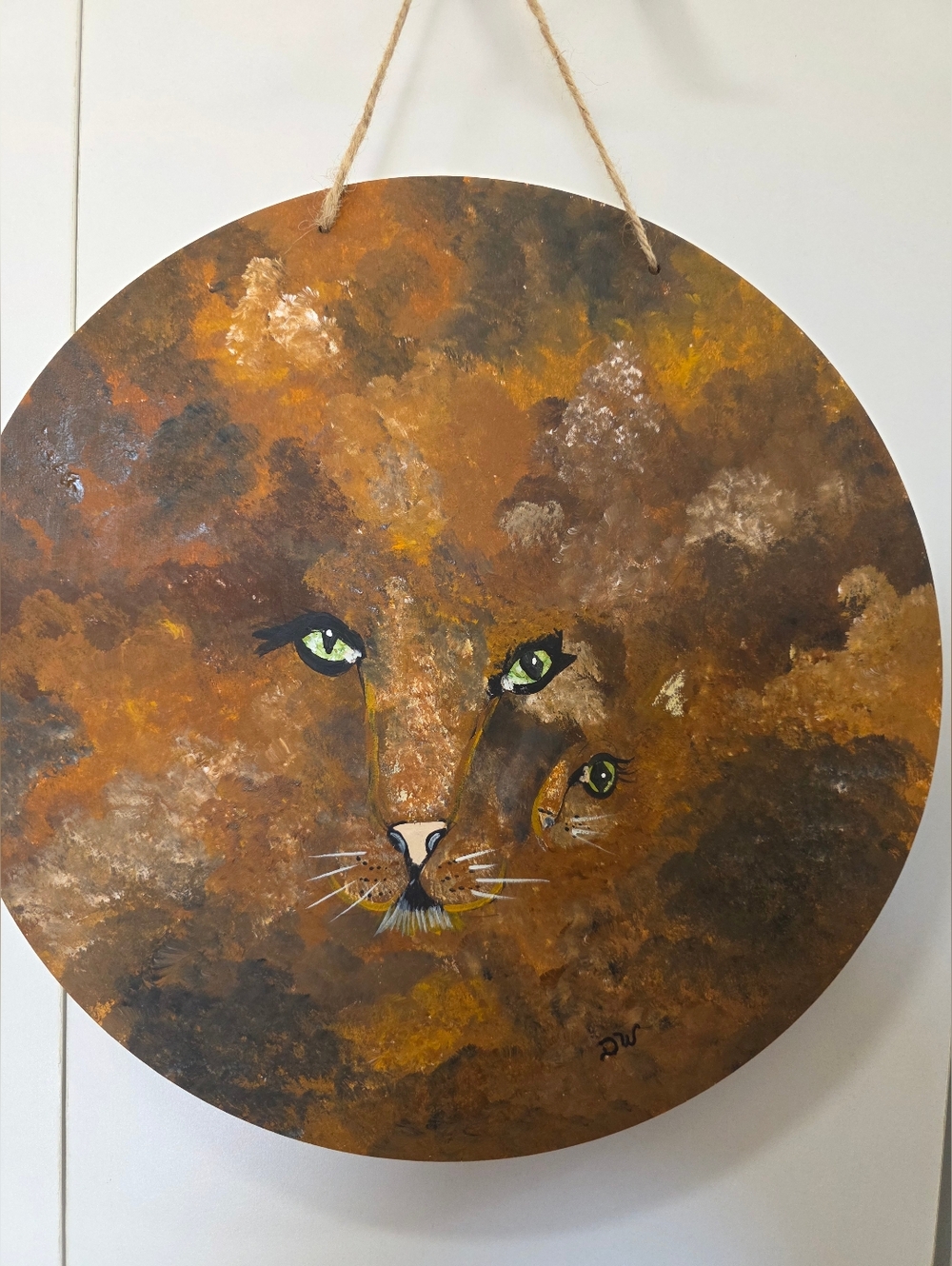 Hand Painted Wood Cats Illusions Art